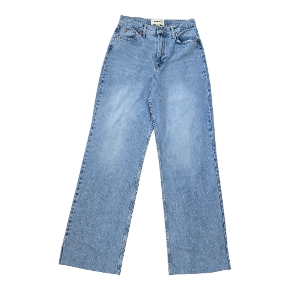 Boden Jeans Womens 28x32 High Rise Wide Leg Straight Baggy Denim Classic Raw Hem